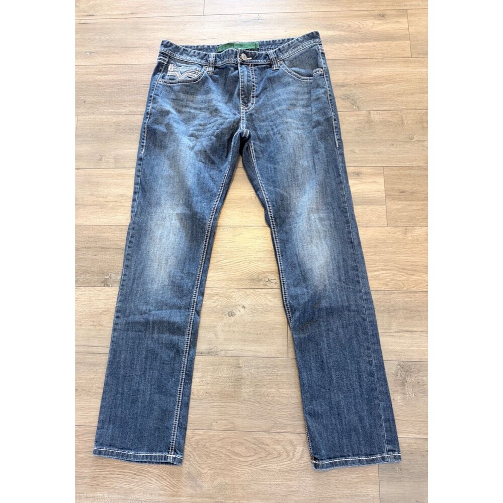 Rock & Roll Rifle Skinny Mens 36X34 Cowboy Thick Stitch Slim Stretch Jeans